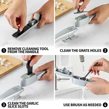 Zulay Kitchen 2-in-1 Garlic Press with Peeler & Cleaner