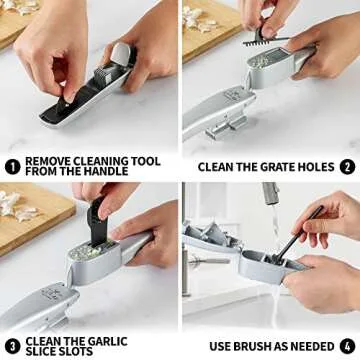 Zulay Kitchen 2-in-1 Garlic Press with Peeler & Cleaner