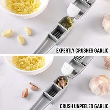 Zulay Kitchen 2-in-1 Garlic Press with Peeler & Cleaner