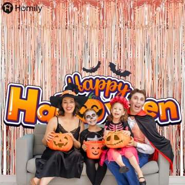 Homily Rose Gold Backdrop Curtain Rose Gold Party Decor with Foil Tassel Curtain Backdrop 2-Pack