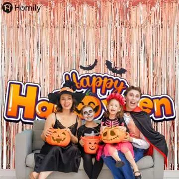 Homily Rose Gold Backdrop Curtain Rose Gold Party Decor with Foil Tassel Curtain Backdrop 2-Pack