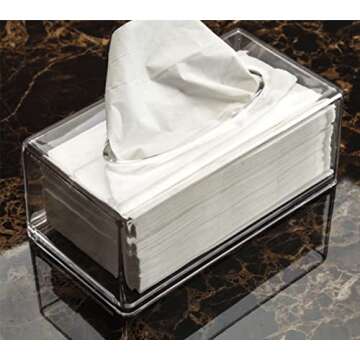 Clear Acrylic Tissue Box Holder - Waterproof Modern Design