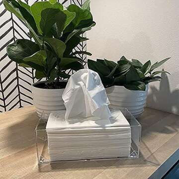 Clear Acrylic Tissue Box Holder - Waterproof Modern Design