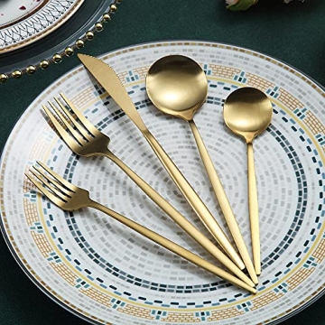 Matte Gold Silverware Set - 20 Pieces - Elegant Flatware