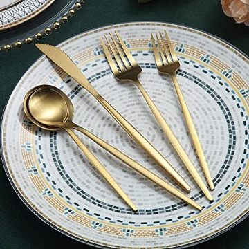 Matte Gold Silverware Set - 20 Pieces - Elegant Flatware