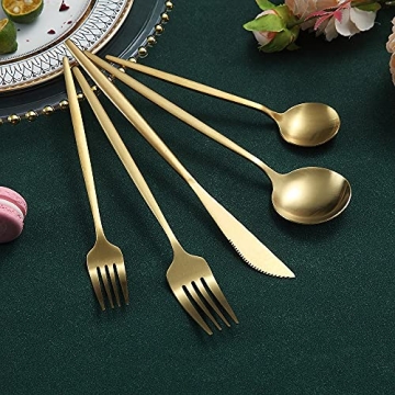 Matte Gold Silverware Set - 20 Pieces - Elegant Flatware