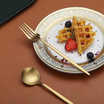 Matte Gold Silverware Set - 20 Pieces - Elegant Flatware