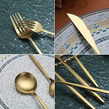 Matte Gold Silverware Set - 20 Pieces - Elegant Flatware