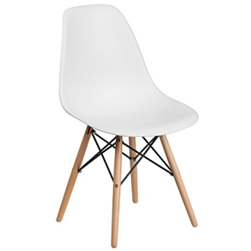 Flash Furniture Elon Series Plastic Modern Dining Chair with Wooden Legs, Mid-Century Style