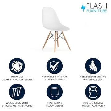 Flash Furniture Elon Series Modern Dining Chair - White