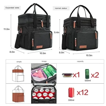 Expandable Leakproof Lunch Box Cooler Bag for Work