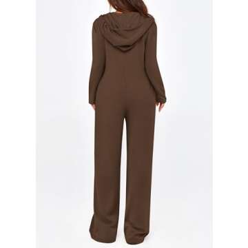 KIRUNDO Jumpsuits for Women Casual Long Sleeve Spring One Piece Outfits 2025 Drawstring Hoodie Zip U...