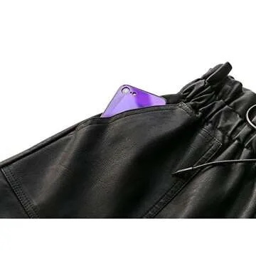 SCHHJZPJ High Waisted Black Faux Leather Shorts for Women (Black, XL)…