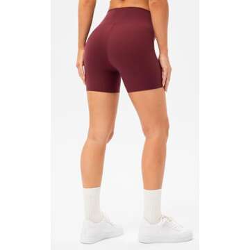 Lavento Women's All Day Soft Biker Shorts 5 Inch - High Waisted Workout Gym Running Yoga Short (Burgundy, 6)