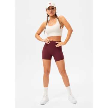 Lavento Women's All Day Soft Biker Shorts 5 Inch - High Waisted Workout Gym Running Yoga Short (Burgundy, 6)