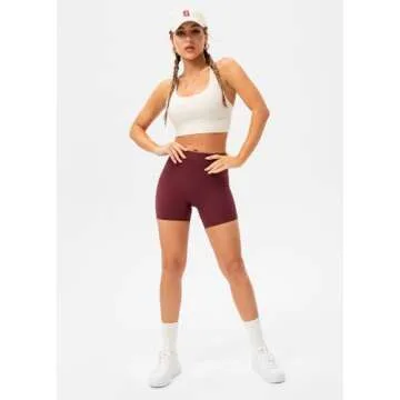 Lavento Women's All Day Soft Biker Shorts 5 Inch - High Waisted Workout Gym Running Yoga Short (Burgundy, 6)