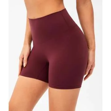 Lavento Women's All Day Soft Biker Shorts 5 Inch - High Waisted Workout Gym Running Yoga Short (Burgundy, 6)