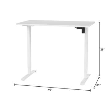FLEXISPOT EN2 Whole-Piece Standing Desk with Clamp Power Strip, 40 x 24 Electric Stand Up Height Adjustable Desk with Cable Management (White Frame + 40" White Top)