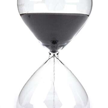 Suwimut Hourglass Sand Timer Set - 30 Minute and 5 Minute Set - Sand Clock Timers for Office, Home, Desk Decoration, Time Management Tool with Wooden Base Stand (Black and White)