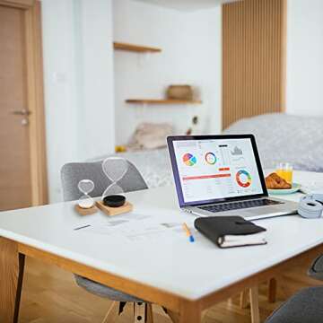 Suwimut Hourglass Sand Timer Set - 30 Minute and 5 Minute Set - Sand Clock Timers for Office, Home, Desk Decoration, Time Management Tool with Wooden Base Stand (Black and White)