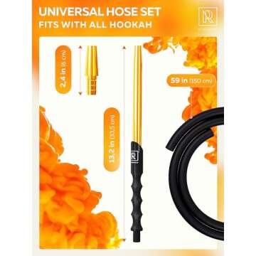M. ROSENFELD Premium Hookah Hose with Mouthpiece - 60" Long Silicone Water Pipe Hose, Washable, with...