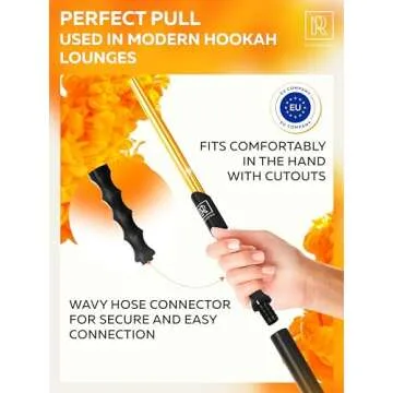 M. ROSENFELD Premium Hookah Hose with Mouthpiece - 60" Long Silicone Water Pipe Hose, Washable, with 15" Aluminum Easy-Grip Mouthpiece - Modern Design Handle, Won't Rust or Ghost Hookah Hose Silicone