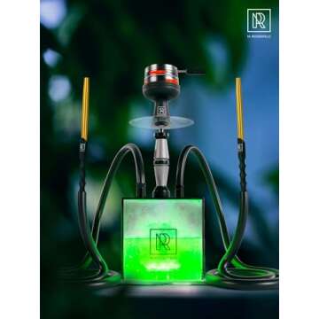 M. ROSENFELD Premium Hookah Hose with Mouthpiece - 60" Long Silicone Water Pipe Hose, Washable, with 15" Aluminum Easy-Grip Mouthpiece - Modern Design Handle, Won't Rust or Ghost Hookah Hose Silicone