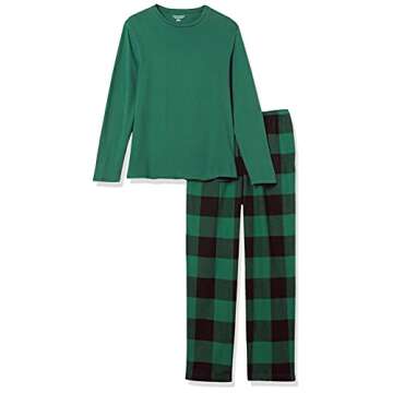Amazon Essentials Men's Soft Flannel Pajama Sleepwear Set (Available in Big & Tall), Green/Buffalo Plaid, X-Large