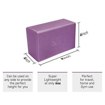 Yoga Blocks 2 Pack – 2 High Density Light Weight Exercise Blocks 4 x 6 x 9 Inches Support All Poses - Lightweight Versatile Fitness and Balance Odor Free Bricks (Purple)