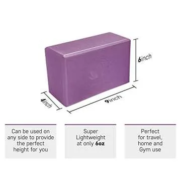 Yoga Blocks 2 Pack – 2 High Density Light Weight Exercise Blocks 4 x 6 x 9 Inches Support All Poses - Lightweight Versatile Fitness and Balance Odor Free Bricks (Purple)