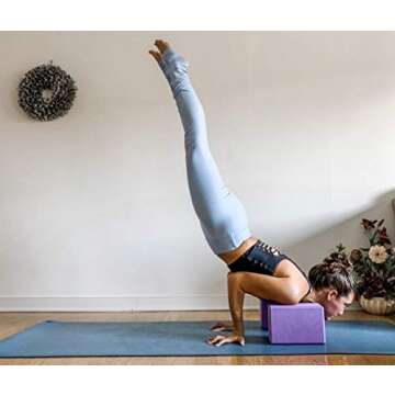 Yoga Blocks 2 Pack – 2 High Density Light Weight Exercise Blocks 4 x 6 x 9 Inches Support All Poses - Lightweight Versatile Fitness and Balance Odor Free Bricks (Purple)
