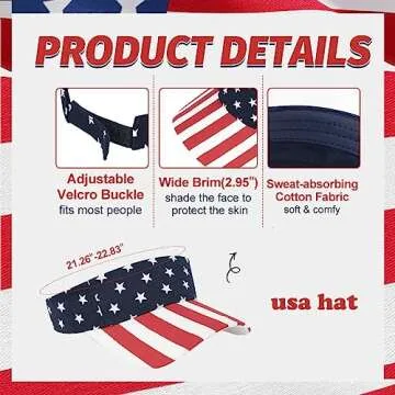 Unisex American Flag Hat Fourth of July Hat 4th of July Accessories Patriotic Hats for Men Women Summer Visor Hats UV Protection