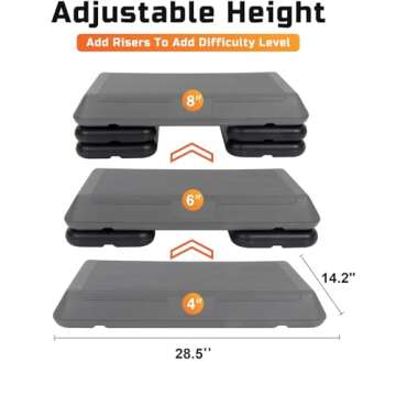 ZENY Exercise Aerobic Stepper Platform 28.5'' Adjustable Aerobic Step with 4 Risers, Fitness and Wor...