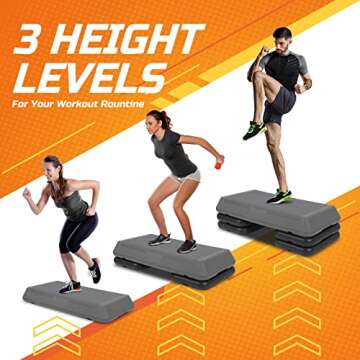 ZENY Exercise Aerobic Stepper Platform 28.5'' Adjustable Aerobic Step with 4 Risers, Fitness and Workout Stepper for Home Gym