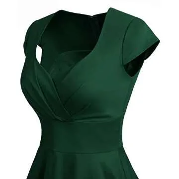 Bbonlinedress Women Short 1950s Retro Vintage Cocktail Party Swing Dresses Dark Green L