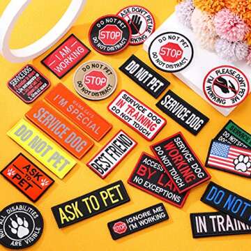 24 Service Dog Patches - Reflective Dog Vest Patches