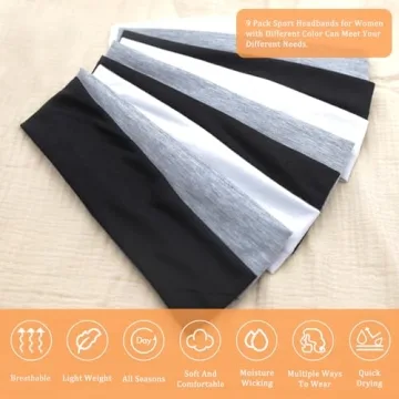 Stylish Elastic Headbands for Women (9 Pack)