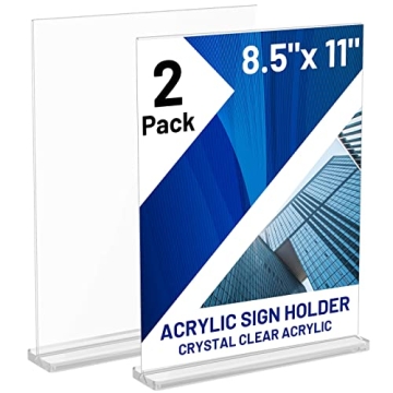 Premium Acrylic Sign Holder 8.5x11 Double-Sided T Shape Stand for Indoor Use
