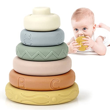 BOBXIN Stacking & Nesting Rings Toy - Soft, Colorful, and Safe Educational Rings for Early Learning ...