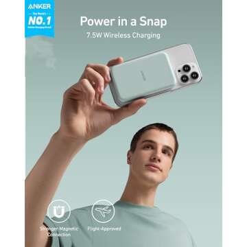 Anker 621 Magnetic Portable Charger (MagGo), 5,000mAh Wireless Power Bank with USB-C Cable, Magsafe-Compatible Battery Pack for iPhone 16 /15/14/13/12 Series