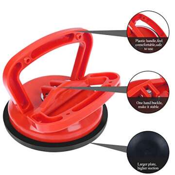 IYSHOUGONG 2 Pack Car Dent Repair Tools Suction Cup Dent Puller Handle Lifter Car Dent Puller Remover for Car Dent Repair, Glass,Tiles, Mirror, Granite Lifting and Objects Moving,Red