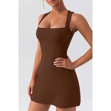 QINSEN Women's Sleeveless Tank Top Dress Soft Breathable Double Lined Casual Mini Dress Cinnamon S