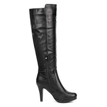 Shop DREAM PAIRS Women's Milann Black PU Knee High Heels