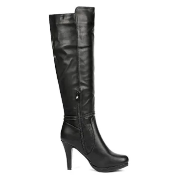 Shop DREAM PAIRS Women's Milann Black PU Knee High Heels