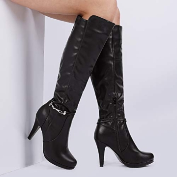 Shop DREAM PAIRS Women's Milann Black PU Knee High Heels