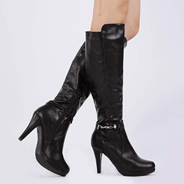 Shop DREAM PAIRS Women's Milann Black PU Knee High Heels