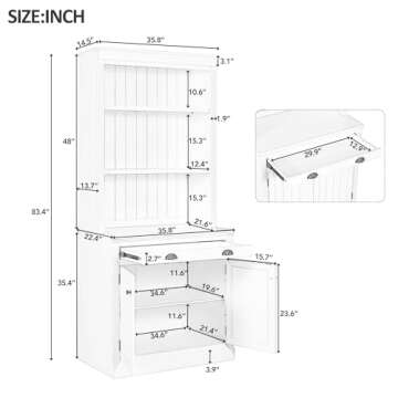 Merax 83.4" Tall Storage Bookshelf Bookcase 2-Piece Set with LED Lighting,2 Doors and 1 Drawer and O...