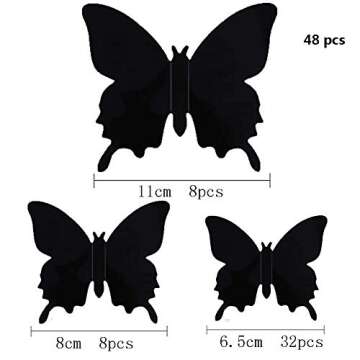 3D Butterfly Wall Decor, 48PCS Removable Mural Stickers Wall Stickers Decal for Home and Room Decora...