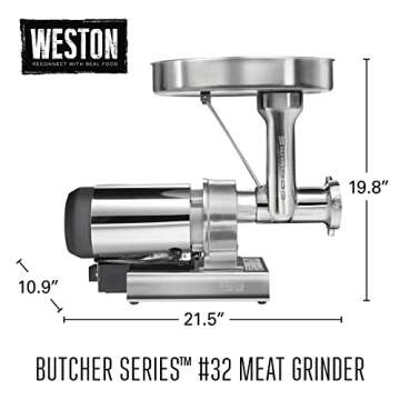 WESTON BRANDS Butcher Series Electric Meat Grinder & Sausage Stuffer - Commercial Grade 1.5 HP, 21lb...