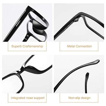 SCOBUTY Blue Light Blocking Glasses,Computer Reading Glasses, Blue Light Filter, UV Digital Eye Strain Anti-Blue Light Lenses for Deep Sleep and Relaxation,Men & Women (Black)